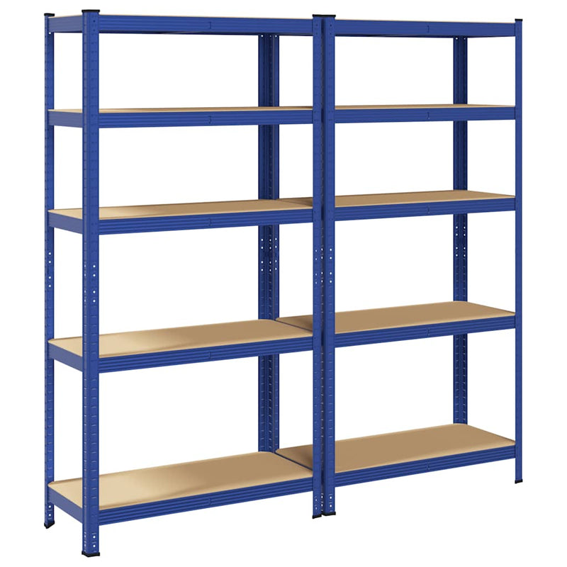 ギャラリービューアに画像をロードする, Vidaxl opbergrekken 2 st 5-laags staal en bewerkt hout blauw