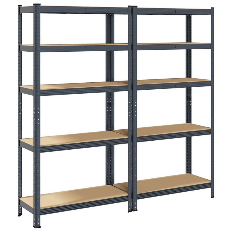 Load image into Gallery viewer, Vidaxl 5 laags opbergrek 2 stuks antracietkleurig staal bewerkt hout