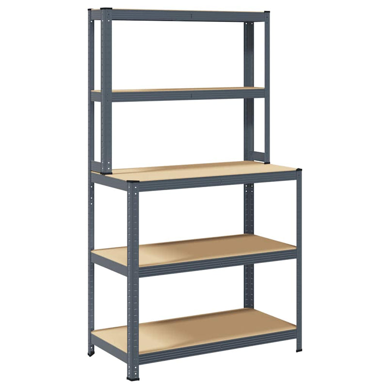 Load image into Gallery viewer, Vidaxl werktafel 5-laags met schappen staal bewerkt hout antraciet