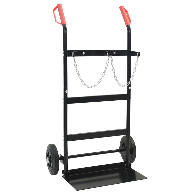 Afbeelding laden in galerijviewer, Vidaxl handtrolley zwart en rood 63 x 43,5 x 110 cm staal