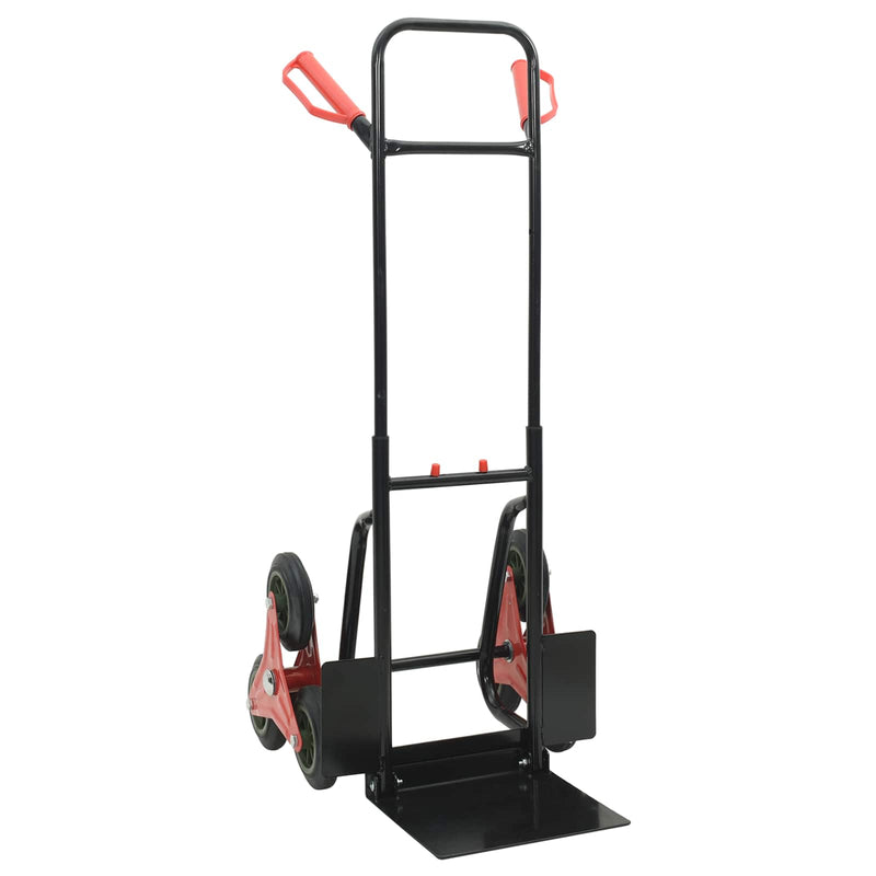Afbeelding laden in galerijviewer, Vidaxl handtrolley zwart en rood 64,5 x 49,5 x 114 cm staal