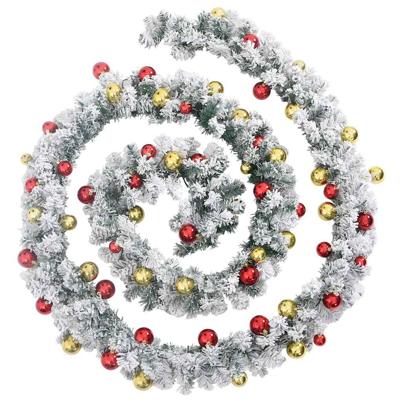 Load image into Gallery viewer, Vidaxl kerstslinger met kerstballen en led-verlichting 20 m pvc groen