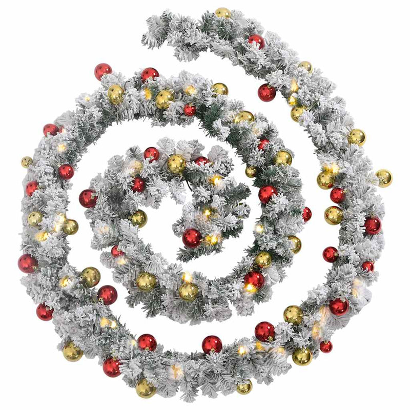 Load image into Gallery viewer, Vidaxl kerstslinger met kerstballen en led-verlichting 20 m pvc groen