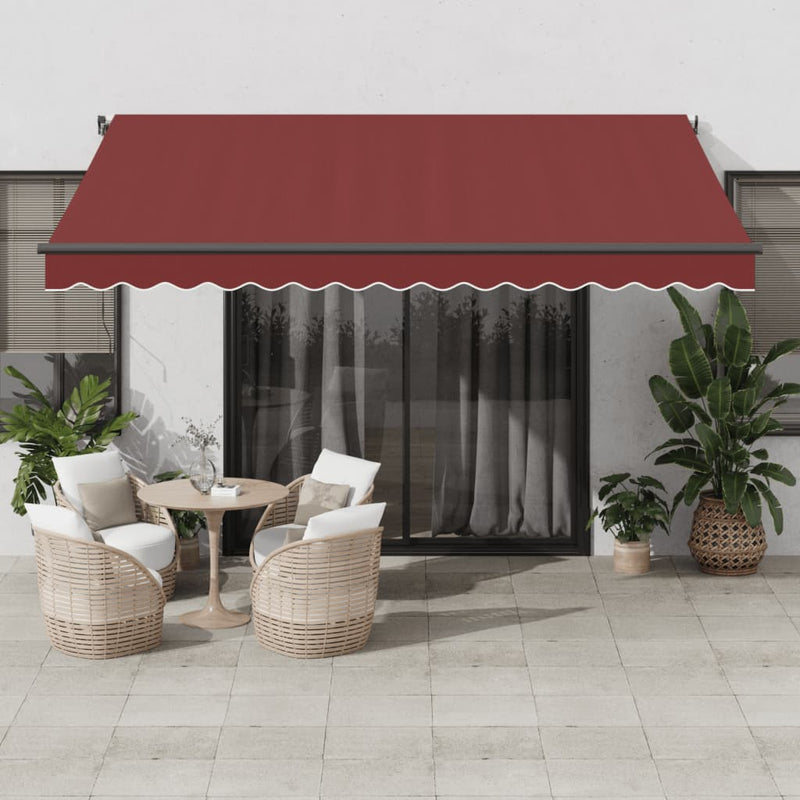 Load image into Gallery viewer, VidaXL Luifel automatisch uittrekbaar met LED's 400x300 cm bordeaux