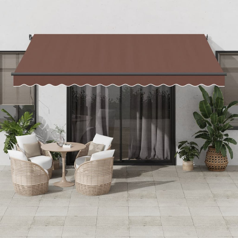 Load image into Gallery viewer, VidaXL Luifel handmatig uittrekbaar met LED's 400x300 cm bruin