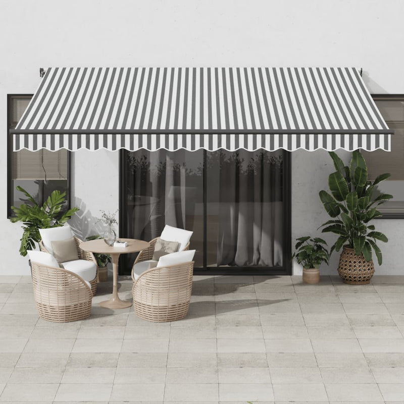 Load image into Gallery viewer, VidaXL Luifel automatisch uittrekbaar 450x300 cm antracietkleur en wit