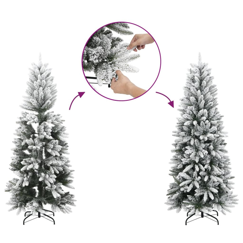 Load image into Gallery viewer, Vidaxl kunstkerstboom met sneeuw smal 180 cm pvc en pe