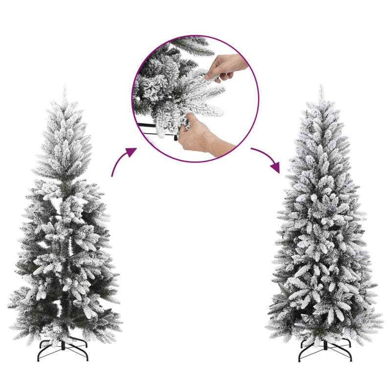 Load image into Gallery viewer, Vidaxl kunstkerstboom met sneeuw smal 210 cm pvc en pe
