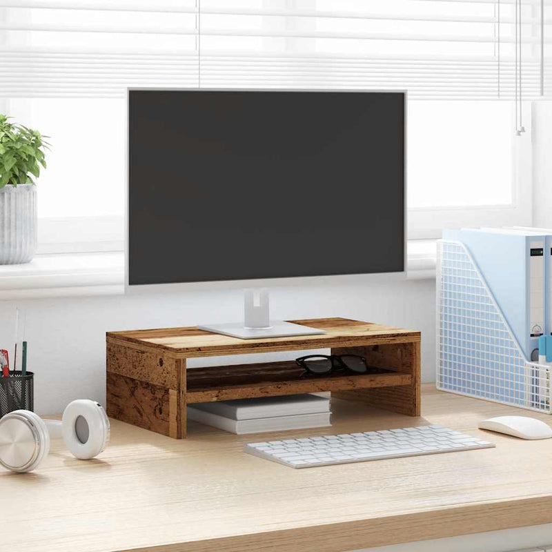 ギャラリービューアに画像をロードする, Vidaxl monitorstandaard 42x24x13 cm bewerkt hout oud houtkleurig