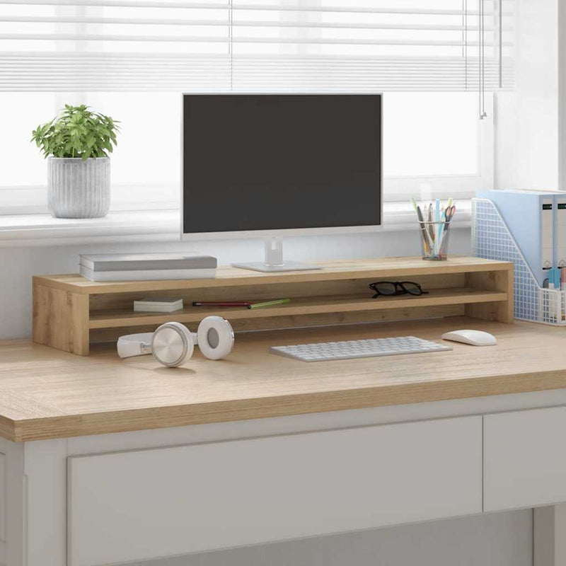 Afbeelding laden in galerijviewer, Vidaxl monitorstandaard artisan eikenhout 100x24x13 cm