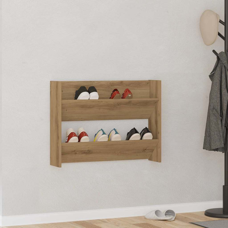 Load image into Gallery viewer, Vidaxl wandschoenenkast 80x18x60 cm bewerkt hout artisanaal eikenkleur