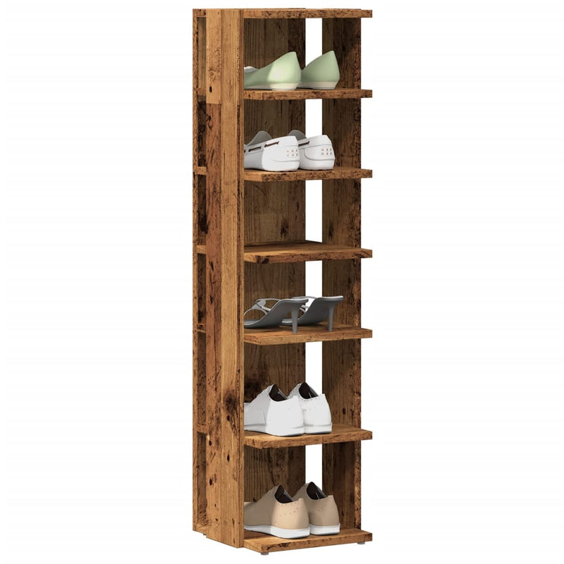 Afbeelding laden in galerijviewer, Vidaxl schoenenkast 28x27x102 cm bewerkt hout oud houtkleurig
