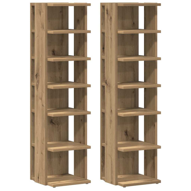 Load image into Gallery viewer, Vidaxl schoenenkasten 2 st 28x27x102 cm bewerkt hout artisanaal eiken