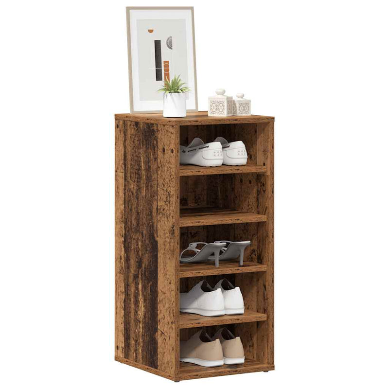 Load image into Gallery viewer, Vidaxl schoenenkasten 2 st 32x35x70 cm bewerkt hout oud houtkleurig