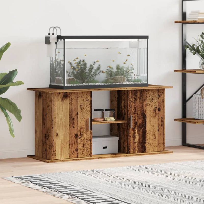 Afbeelding laden in galerijviewer, Vidaxl aquariumstandaard 121x41x58 cm bewerkt hout oud houtkleurig