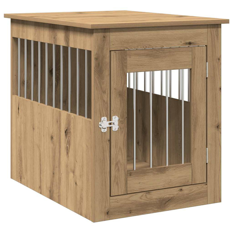 Load image into Gallery viewer, Vidaxl hondenbench 55x75x65 cm bewerkt hout artisanaal eikenkleurig