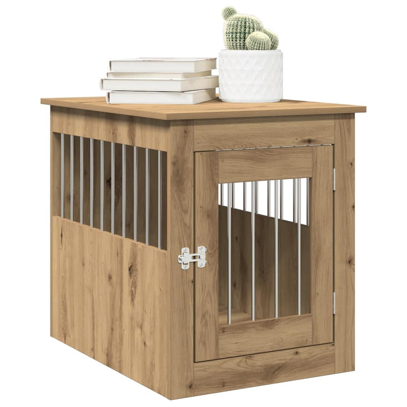 Load image into Gallery viewer, Vidaxl hondenbench 55x75x65 cm bewerkt hout artisanaal eikenkleurig