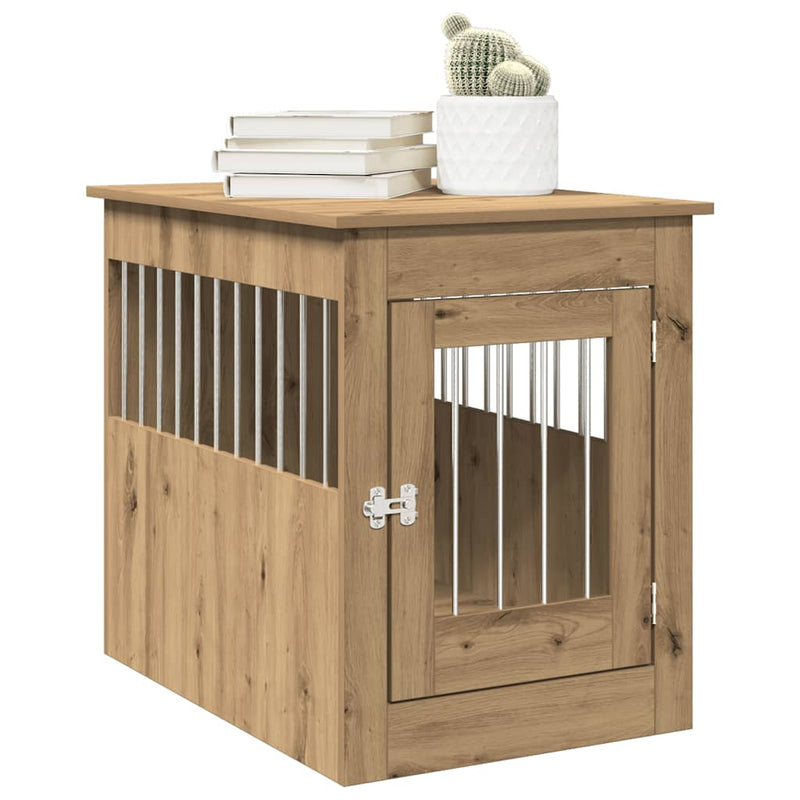 Load image into Gallery viewer, Vidaxl hondenbench 55x80x68 cm bewerkt hout artisanaal eikenkleurig