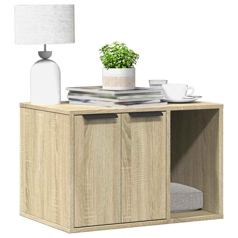 Afbeelding laden in galerijviewer, Vidaxl kattenbakkast 60x40x40 cm bewerkt hout sonoma eikenkleurig