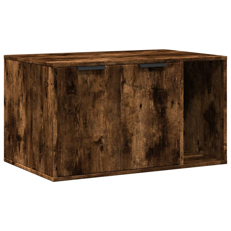 Afbeelding laden in galerijviewer, Vidaxl kattenbakkast 80x50x45 cm bewerkt hout gerookt eikenkleurig