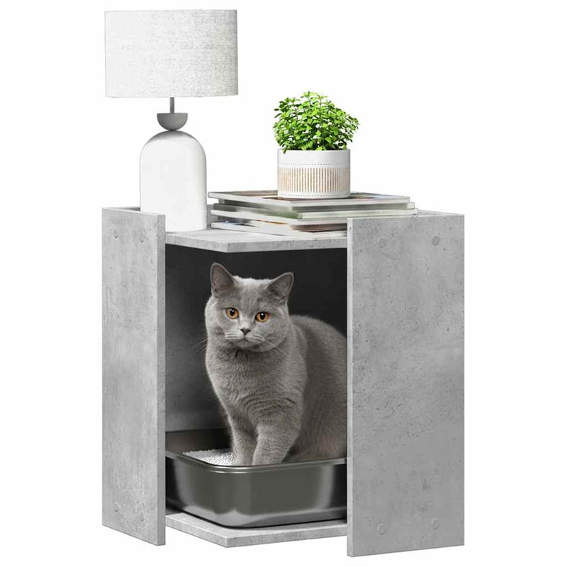 Load image into Gallery viewer, Vidaxl kattenbakkast 42x42x51 cm bewerkt hout betongrijs