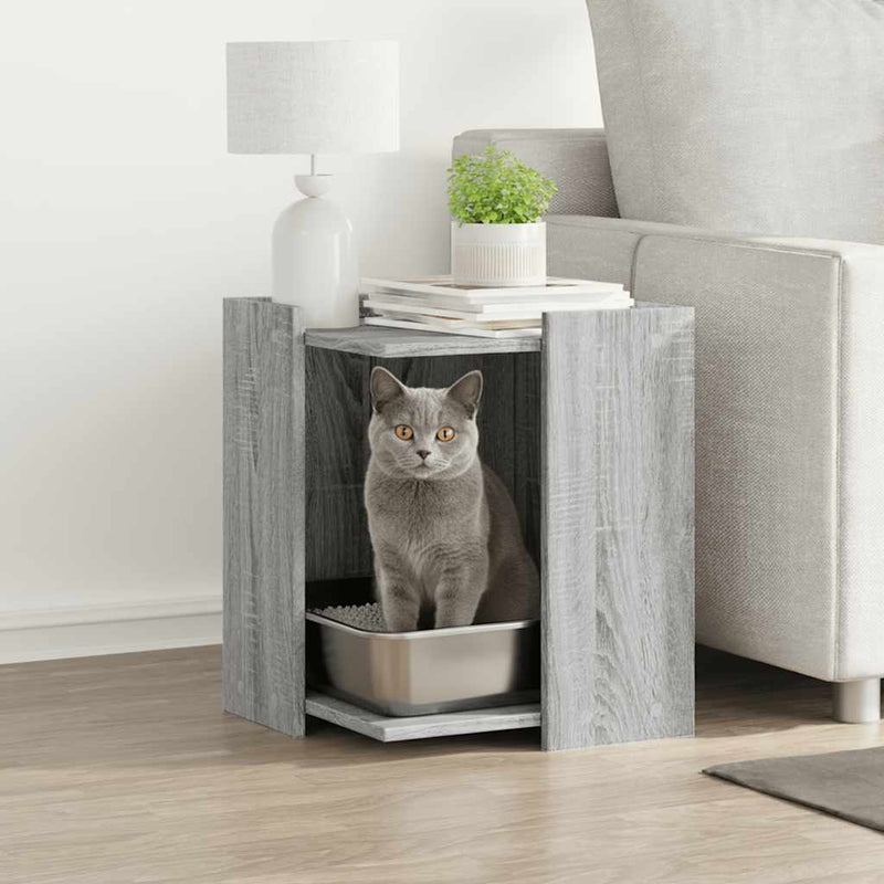 Load image into Gallery viewer, Vidaxl kattenbakkast 42x42x51 cm bewerkt hout grijs sonoma eikenkleur