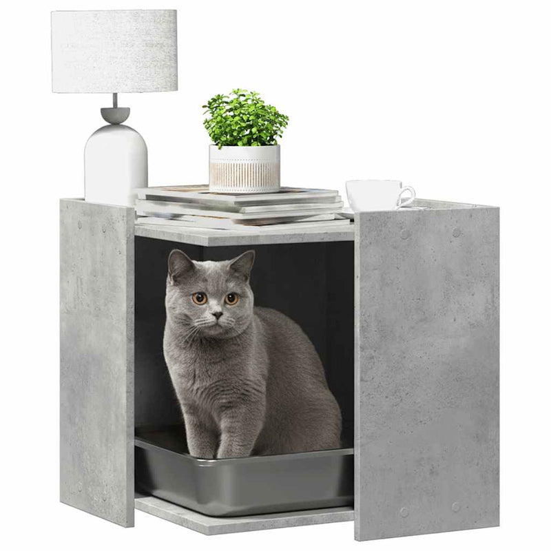 Load image into Gallery viewer, Vidaxl kattenbakkast 53x53x51 cm bewerkt hout betongrijs