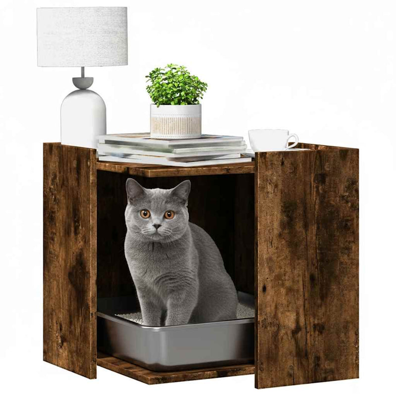 ギャラリービューアに画像をロードする, Vidaxl kattenbakkast 53x53x51 cm bewerkt hout gerookt eikenkleurig