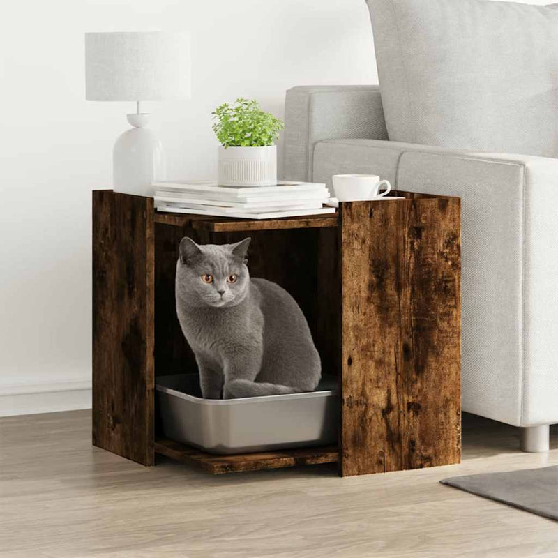 ギャラリービューアに画像をロードする, Vidaxl kattenbakkast 53x53x51 cm bewerkt hout gerookt eikenkleurig