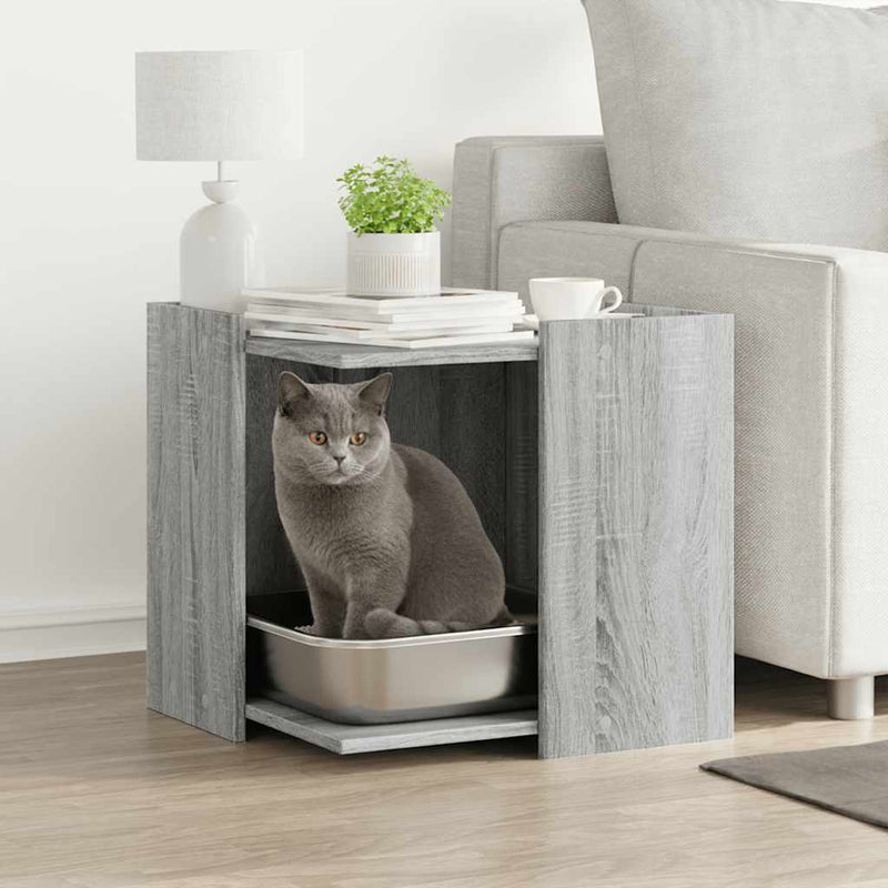Load image into Gallery viewer, Vidaxl kattenbakkast 53x53x51 cm bewerkt hout grijs sonoma eikenkleur