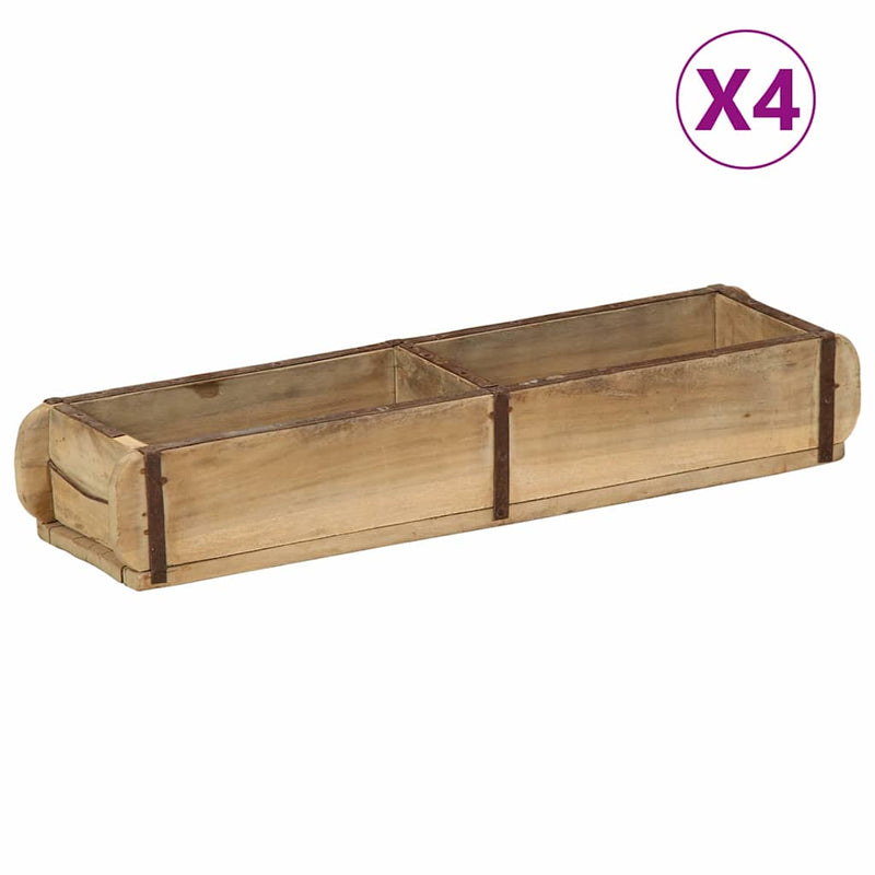 Afbeelding laden in galerijviewer, Vidaxl dienblad 4 pcs bruin 57 x 15 x 9 cm massief gerecycled hout