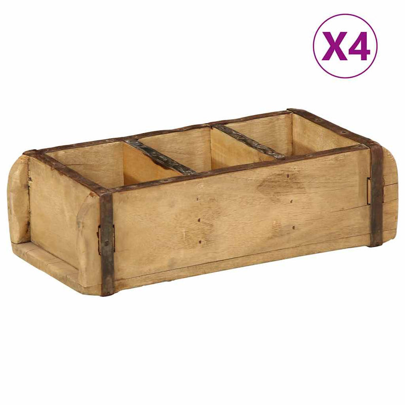 Afbeelding laden in galerijviewer, Vidaxl dienblad 4 pcs bruin 30 x 14 x 9 cm massief gerecycled hout