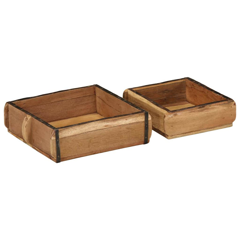 Afbeelding laden in galerijviewer, Vidaxl dienblad 2 pcs bruin 29 x 31 x 10 cm massief gerecycled hout