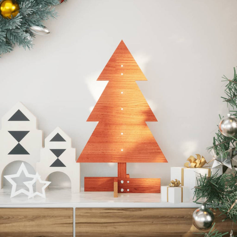 Load image into Gallery viewer, Vidaxl kerstdecoratie kerstboom 60 cm massief grenenhout wasbruin