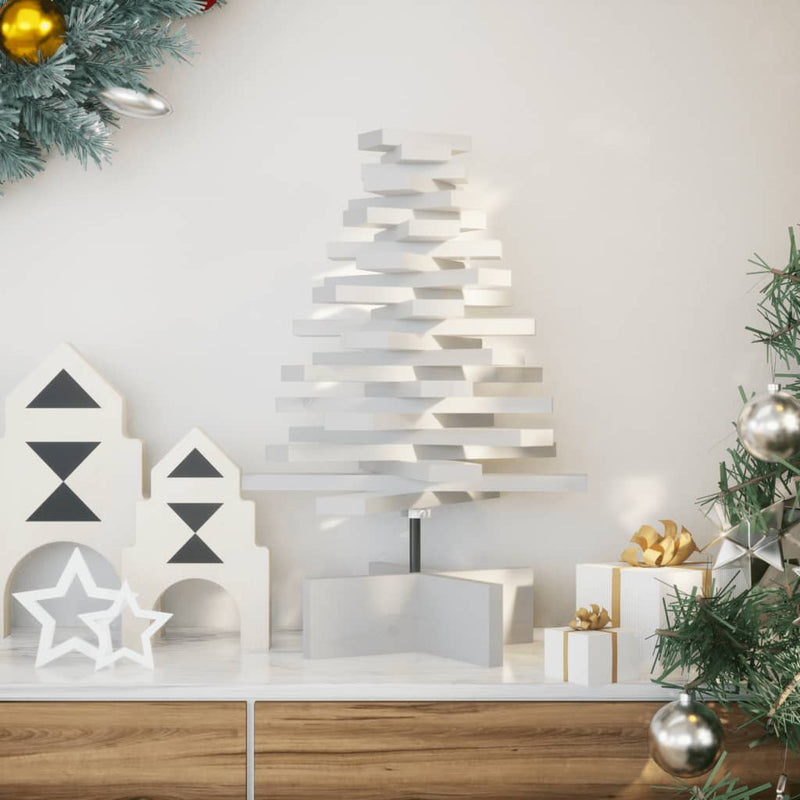 Load image into Gallery viewer, Vidaxl kerstdecoratie kerstboom 60 cm massief grenenhout wit