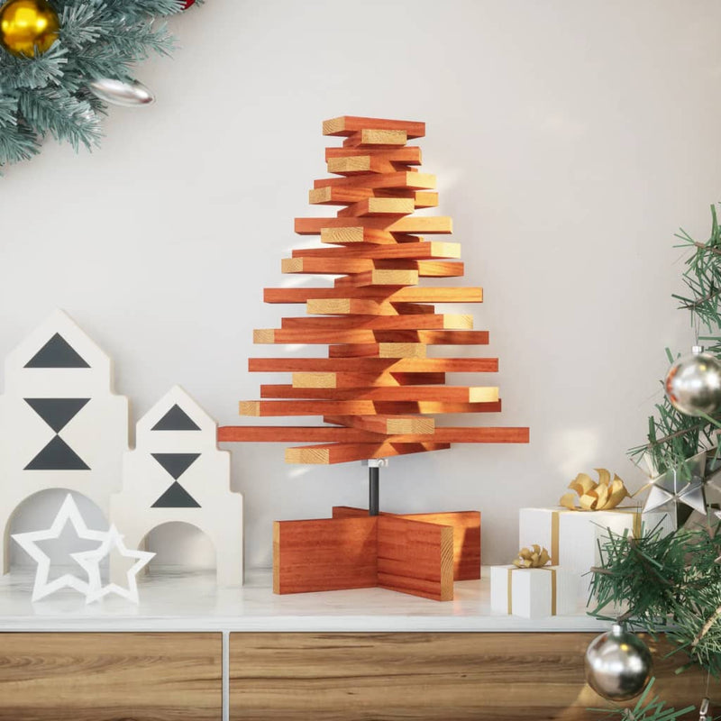 Load image into Gallery viewer, Vidaxl kerstdecoratie kerstboom 60 cm massief grenenhout wasbruin