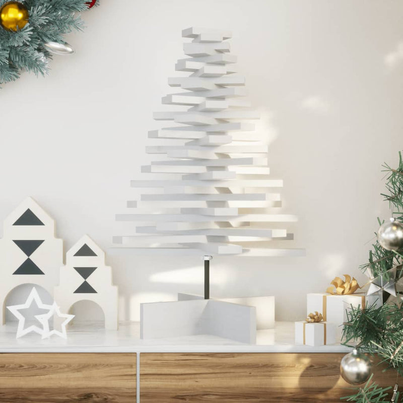 Load image into Gallery viewer, Vidaxl kerstdecoratie kerstboom 80 cm massief grenenhout wit