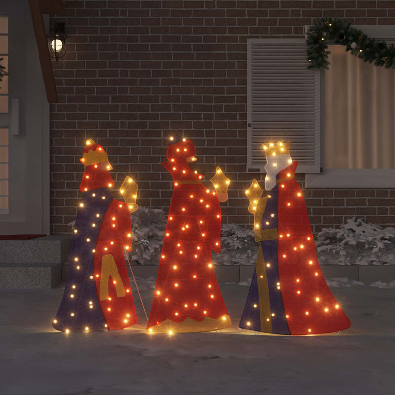 Chargez l'image dans la visionneuse de la galerie, Vidaxl 3 wijze mannen kerstverlichting 3 pcs warmwit 105 cm stof