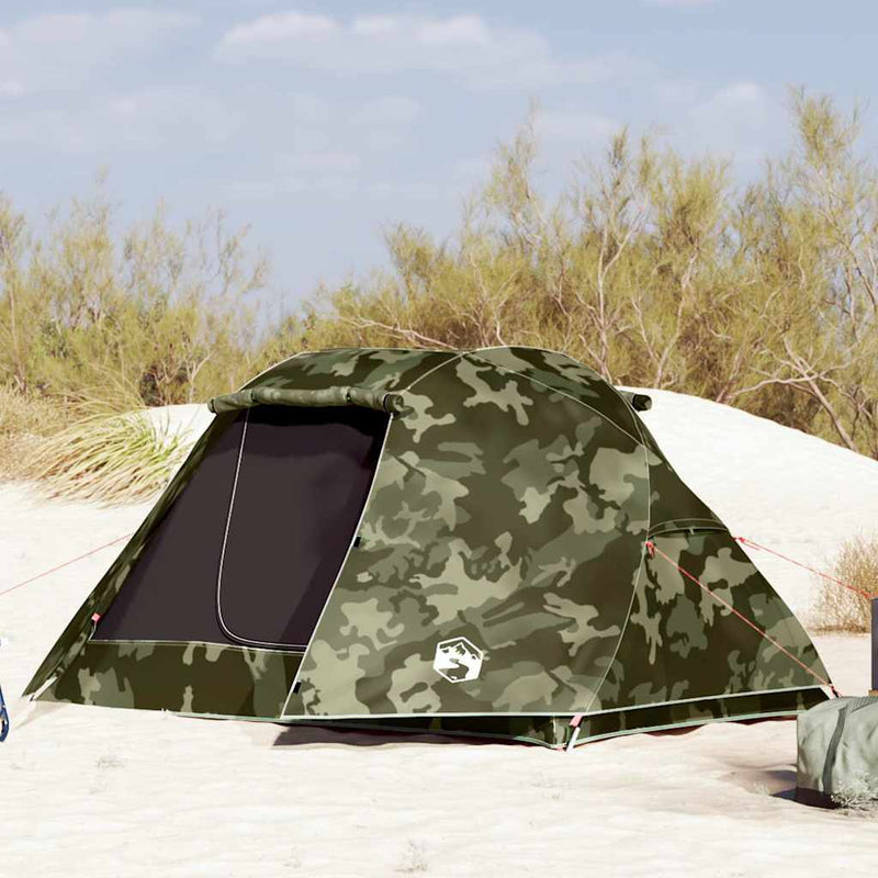 Afbeelding laden in galerijviewer, Vidaxl vistent 3-persoons camouflage waterdicht