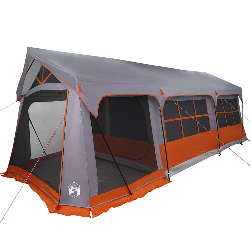 Afbeelding laden in galerijviewer, Vidaxl gezinstent met dak grijs en oranje 620 x 322 x 240 cm polyester