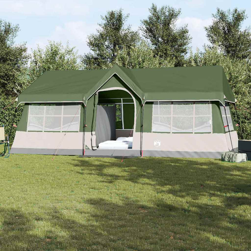 Afbeelding laden in galerijviewer, Vidaxl gezinstent groen en beige 622 x 295 x 238 cm polyester en staal