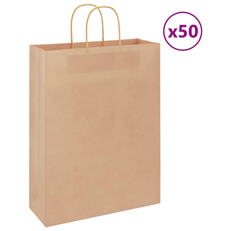 Afbeelding laden in galerijviewer, Vidaxl papieren zakken 50 st met hengsels 32x12x42 cm bruin