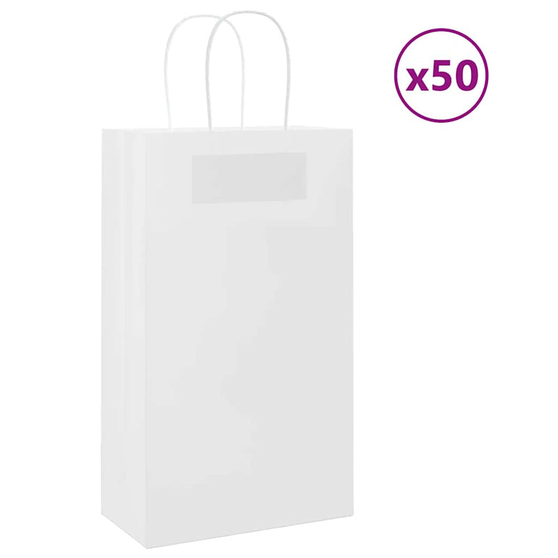 Afbeelding laden in galerijviewer, Vidaxl papieren zakken 50 st met hengsels 21x11x36 cm wit