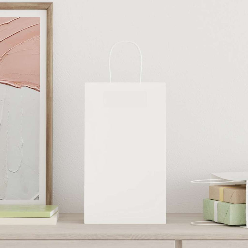 Afbeelding laden in galerijviewer, Vidaxl papieren zakken 50 st met hengsels 21x11x36 cm wit
