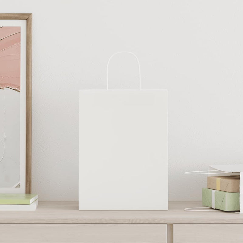 Afbeelding laden in galerijviewer, Vidaxl papieren zakken 250 st met hengsels 26x12x35 cm wit