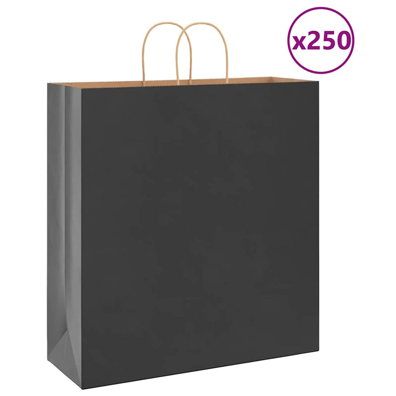Afbeelding laden in galerijviewer, Vidaxl papieren zakken 250 st met hengsels 45x17x48 cm zwart