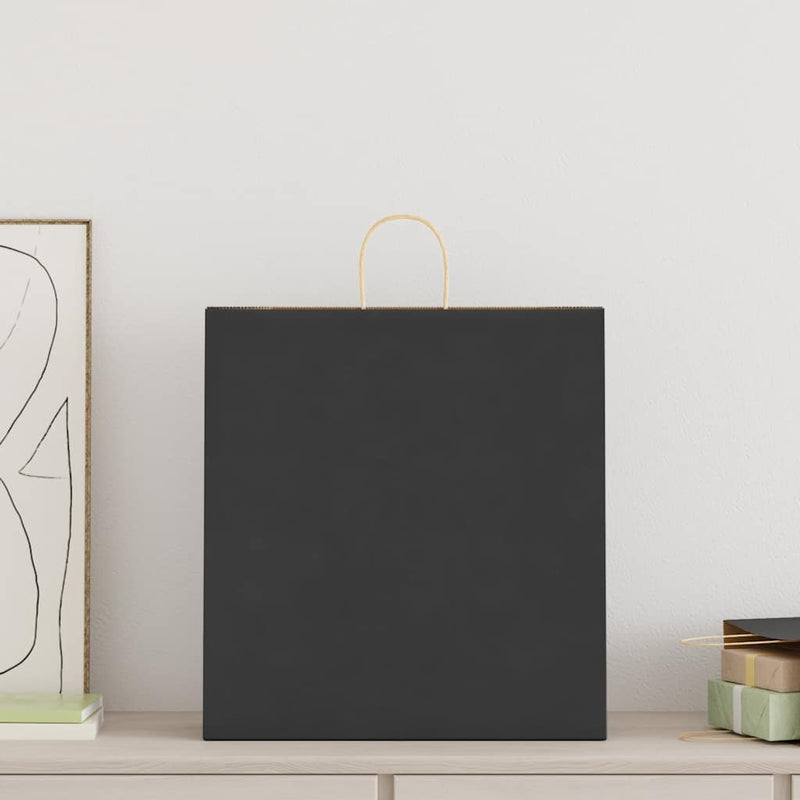 Afbeelding laden in galerijviewer, Vidaxl papieren zakken 250 st met hengsels 45x17x48 cm zwart