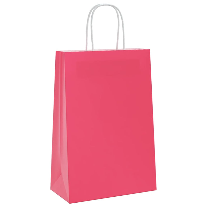 Afbeelding laden in galerijviewer, Vidaxl papieren zakjes 50 st met hengsels 21x11x31 cm roze