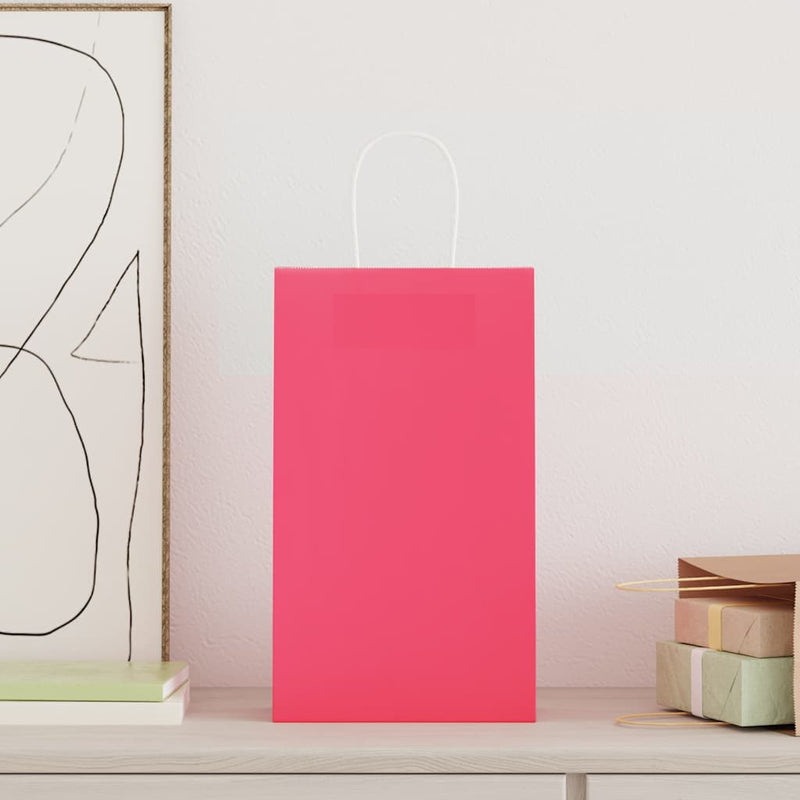 Afbeelding laden in galerijviewer, Vidaxl papieren zakken 50 st met hengsels 21x11x36 cm roze