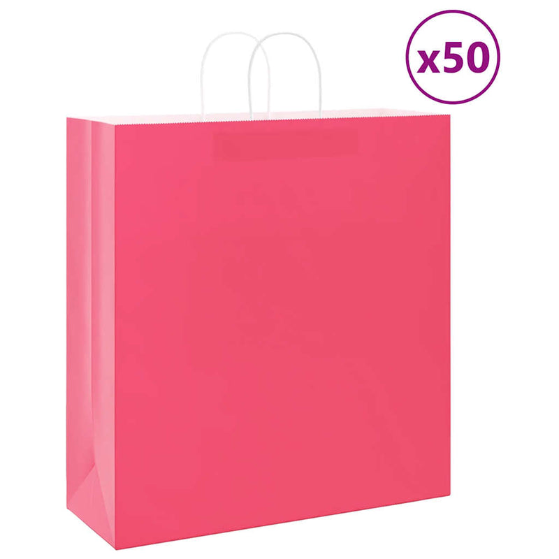 Afbeelding laden in galerijviewer, Vidaxl papieren zakken 50 st met hengsels 45x17x48 cm roze